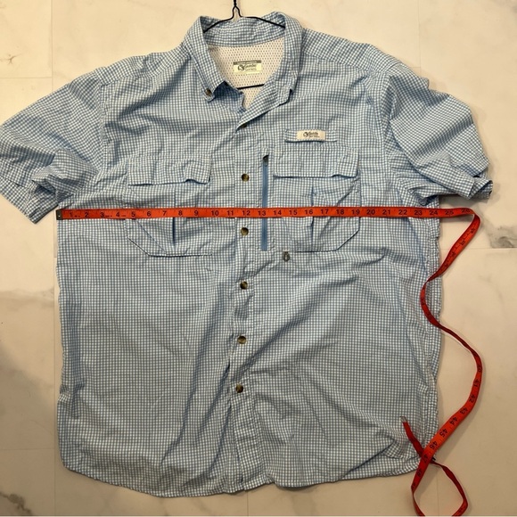 Gander Mountain Guide Series Men's Light Blue Checkered Shirt - Picture 6 of 7